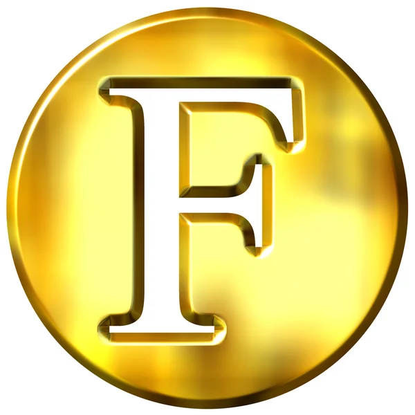 3D золота літера F — стокове фото