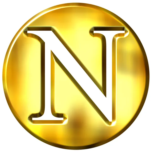 3D χρυσό γράμμα n — Φωτογραφία Αρχείου