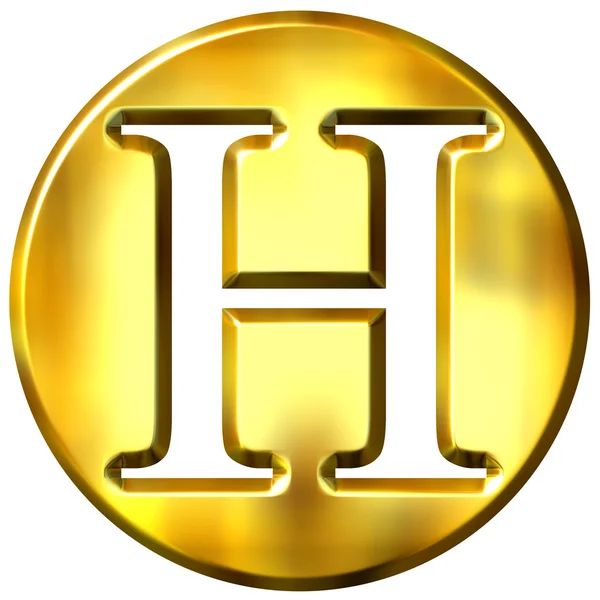 3D gyllene bokstaven h — Stockfoto