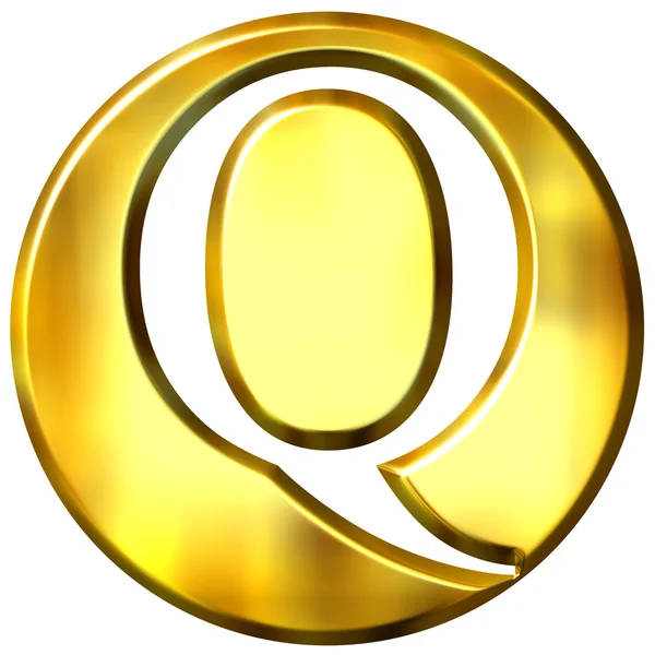 3D gyllene bokstaven q — Stockfoto