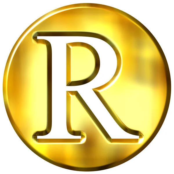 Carta dourada 3D R — Fotografia de Stock