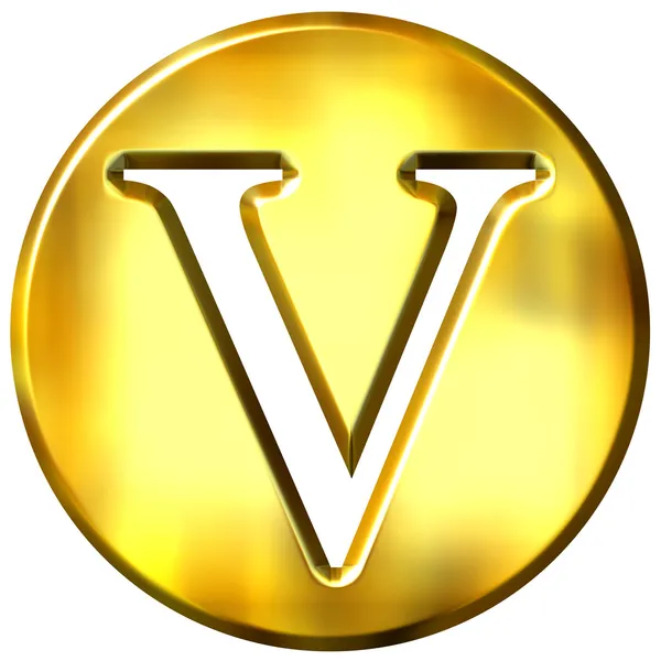 3D złote litery v — Zdjęcie stockowe