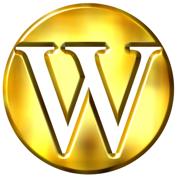 3D золота літера W — стокове фото