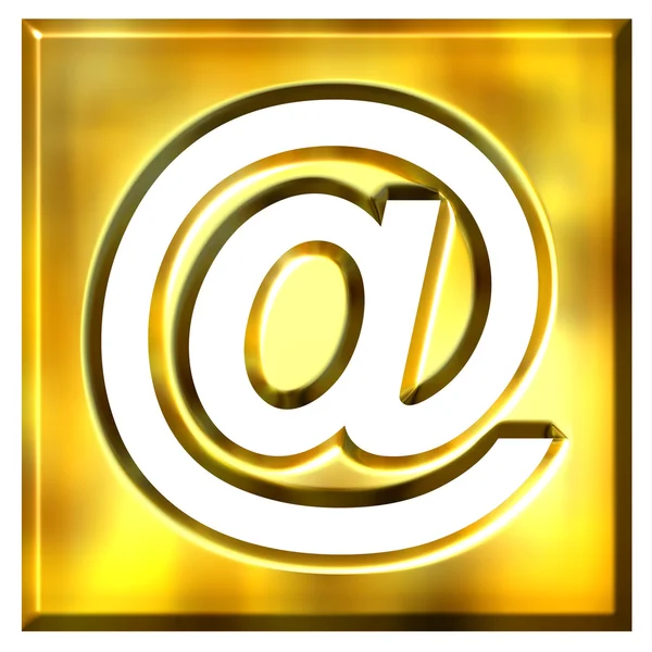 Símbolo emoldurado dourado 3D do email — Fotografia de Stock