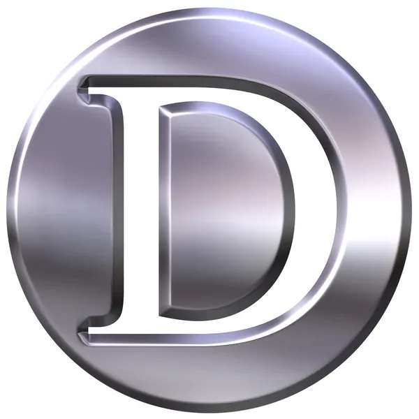 Серебряная буква D — стоковое фото