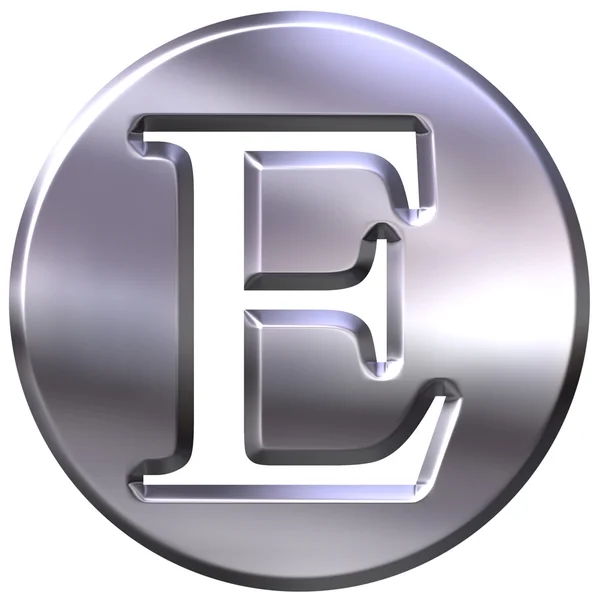 3D stříbrné písmeno e — Stock fotografie