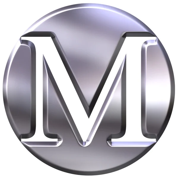 3D ασημένια γράμμα m — Φωτογραφία Αρχείου