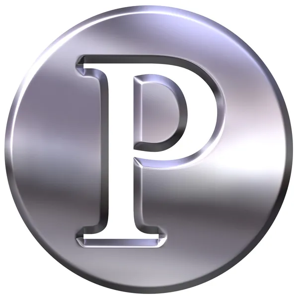 3D silver bokstaven p — Stockfoto