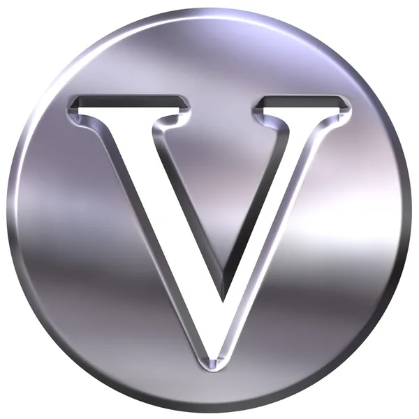 Серебряная буква V — стоковое фото