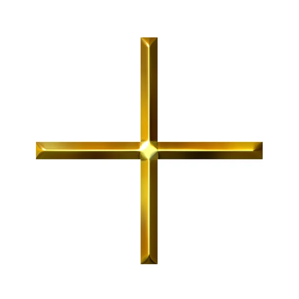 Símbolo de adição dourada 3D — Fotografia de Stock