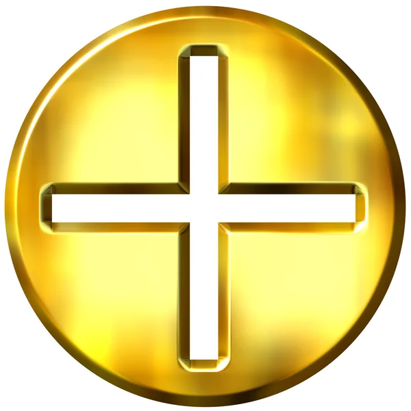 Символ добавления 3D Golden Famed — стоковое фото