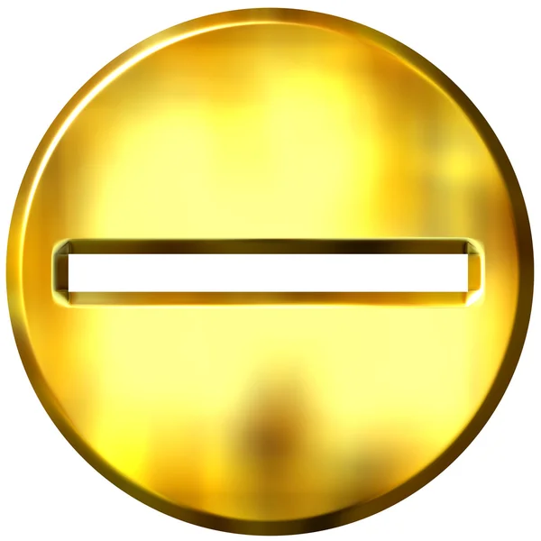 金色裱的 subtaction 的 3d 符号 — 图库照片