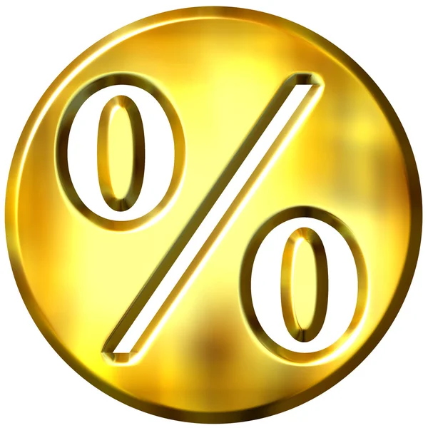 Símbolo de percentagem emoldurado dourado 3D — Fotografia de Stock