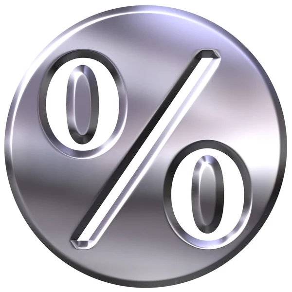 Símbolo de porcentaje enmarcado en plata 3D — Foto de Stock