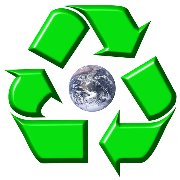 Recycling symbool rond van aarde — Stockfoto