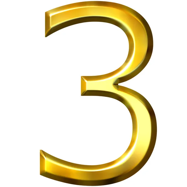 3d golden number 3 — Stock Photo, Image