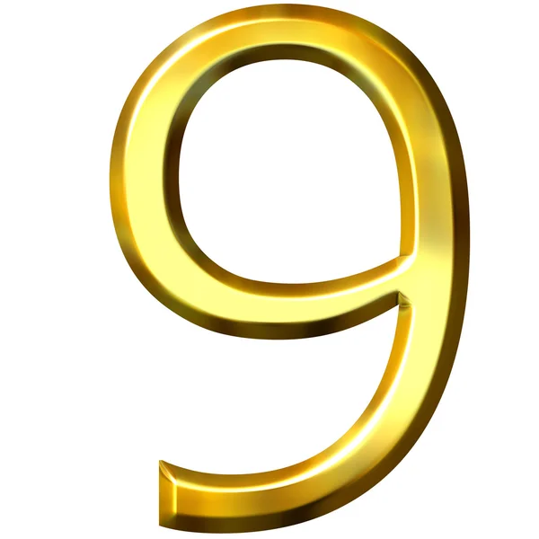 3d número de oro 9 — Foto de Stock