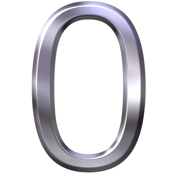 3D Silver Number 0 — Stock Photo, Image