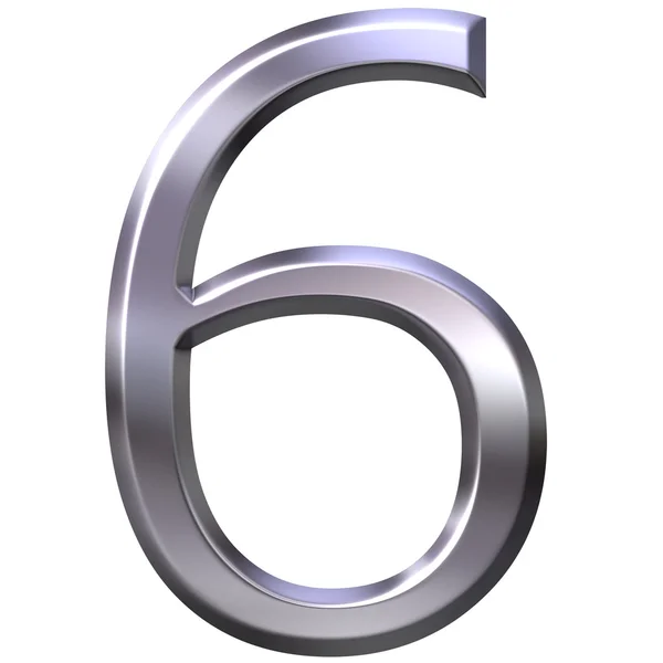3D Silver Number 6 — Stock Photo, Image