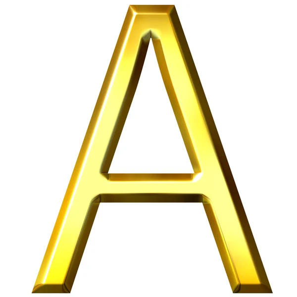 Золотая буква А в 3D — стоковое фото