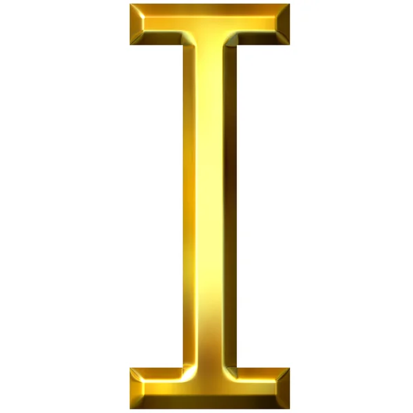 3D золота літера I — стокове фото