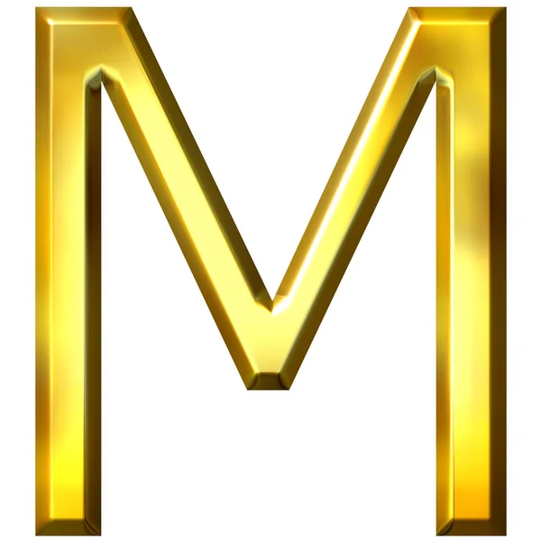 3D złoty list m — Zdjęcie stockowe