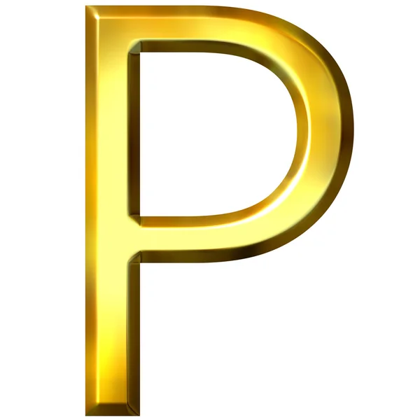 3D zlatý písmeno p — Stock fotografie