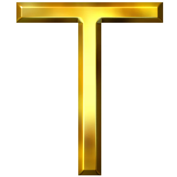 3D gyllene bokstaven t — Stockfoto