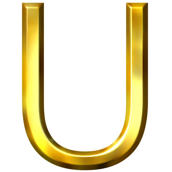3D gyllene bokstaven u — Stockfoto