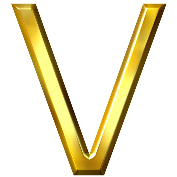 3D золота літера V — стокове фото