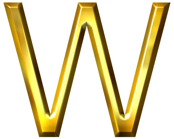 3D золота літера W — стокове фото