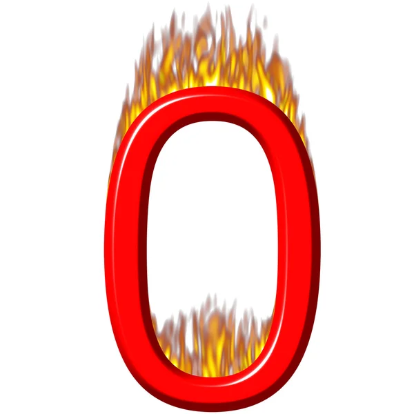 Number 0 on fire — Stock Photo, Image