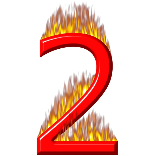 Number 2 on fire — Stock Photo, Image