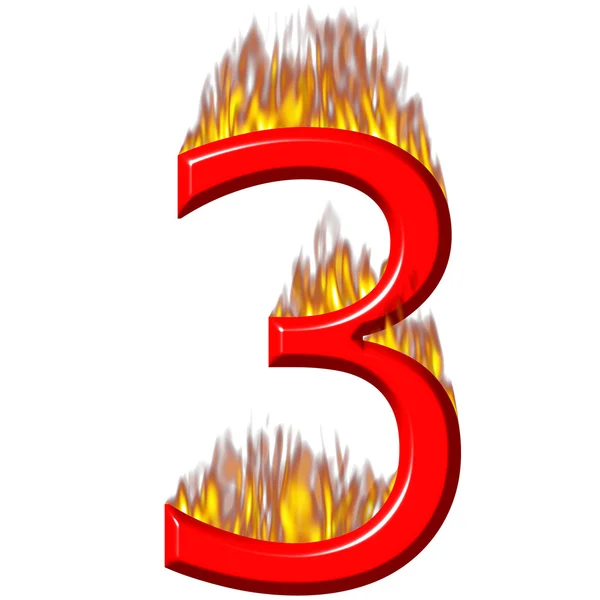 Número 3 em chamas — Fotografia de Stock