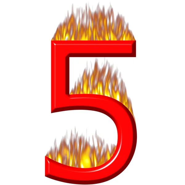 Número 5 en llamas —  Fotos de Stock