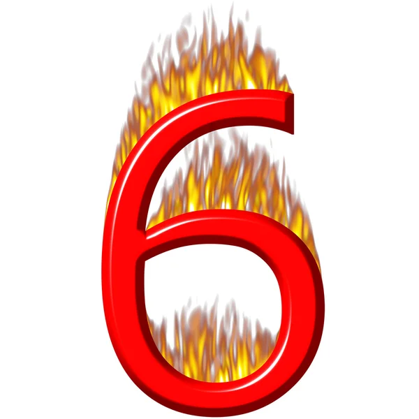 Číslo 6 v plamenech — Stock fotografie