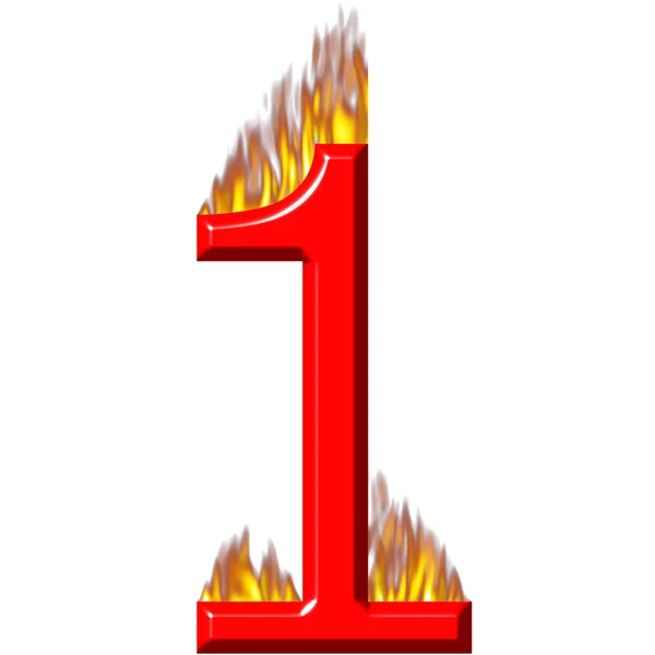 Number 1 on fire — Stock Photo, Image