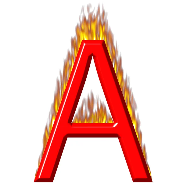 Lettera A 3D in fiamme — Foto Stock