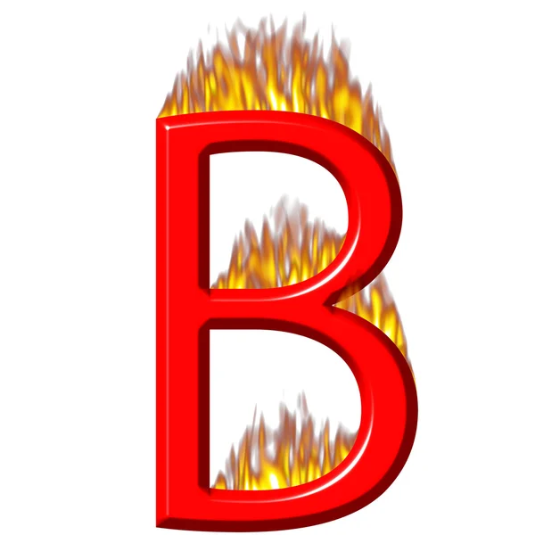 Lettera B 3D in fiamme — Foto Stock