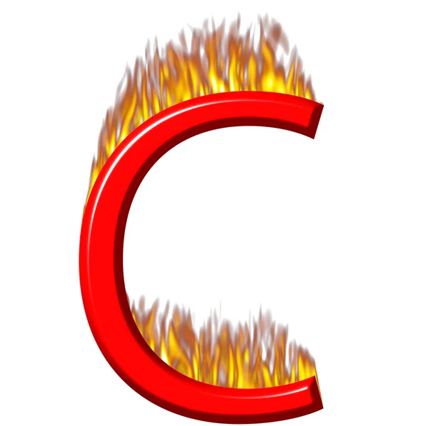 Lettera C 3D in fiamme — Foto Stock