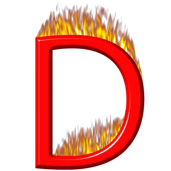 Lettera 3D D in fiamme — Foto Stock