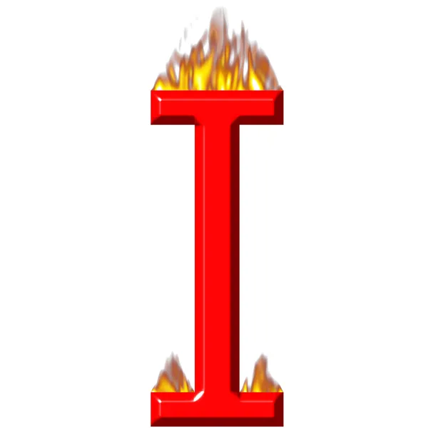 3D Letter I on Fire — Stock Photo, Image