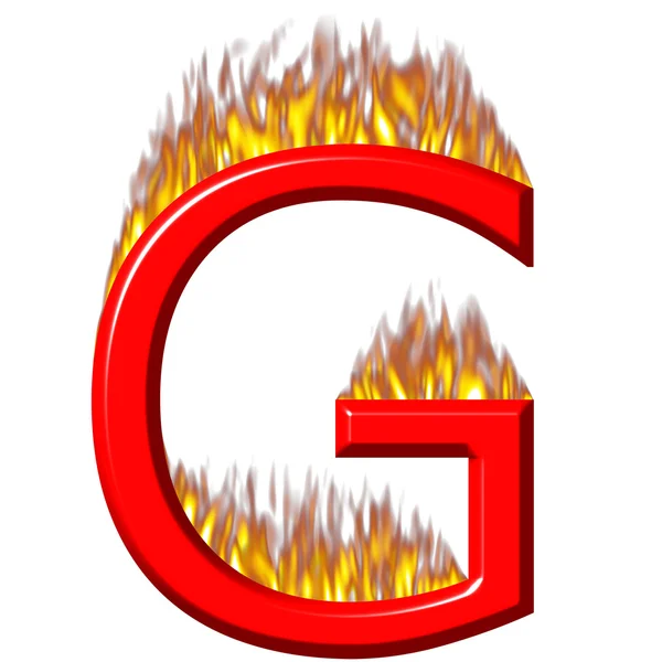 3D Letter G on Fire — Stock Photo, Image