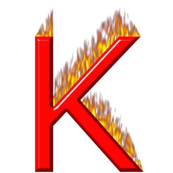 3D γράμμα k στην πυρκαγιά — Φωτογραφία Αρχείου