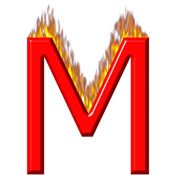 3D Letter M on Fire — Stock Photo, Image