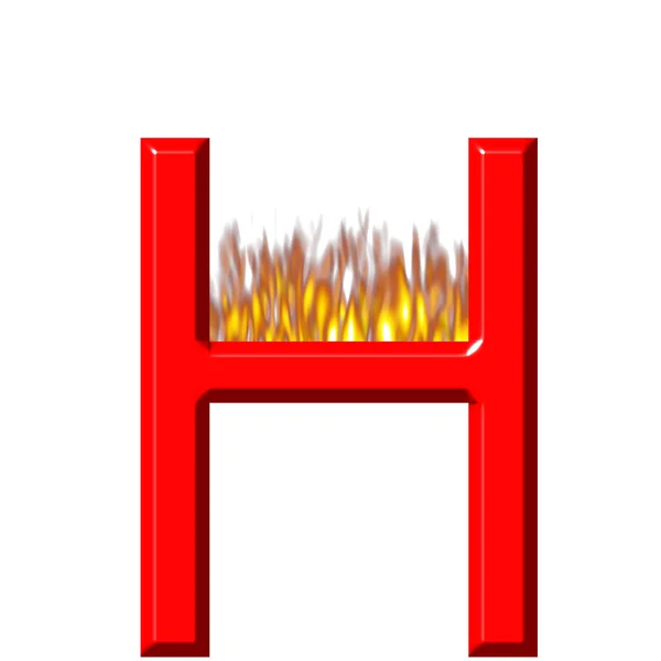 3D Letter H on Fire — Stock Photo, Image