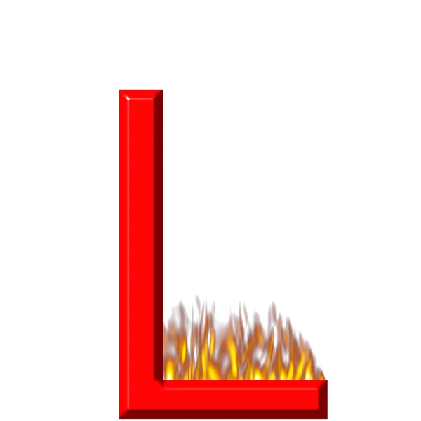 3D litery l w ogniu — Zdjęcie stockowe