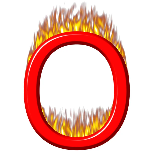 关于火的 3d 字母 o — 图库照片