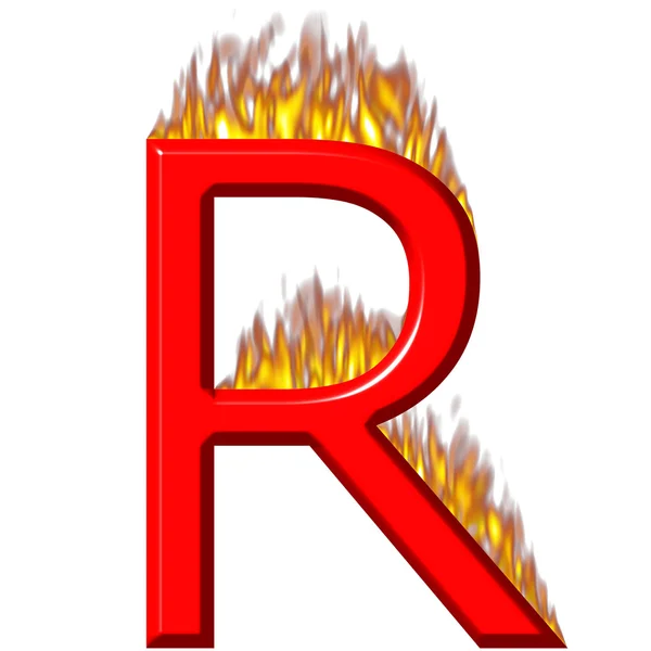 关于火的 3d 字母 r — 图库照片