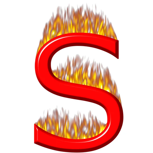 3D Letter S on Fire — Stock Photo, Image